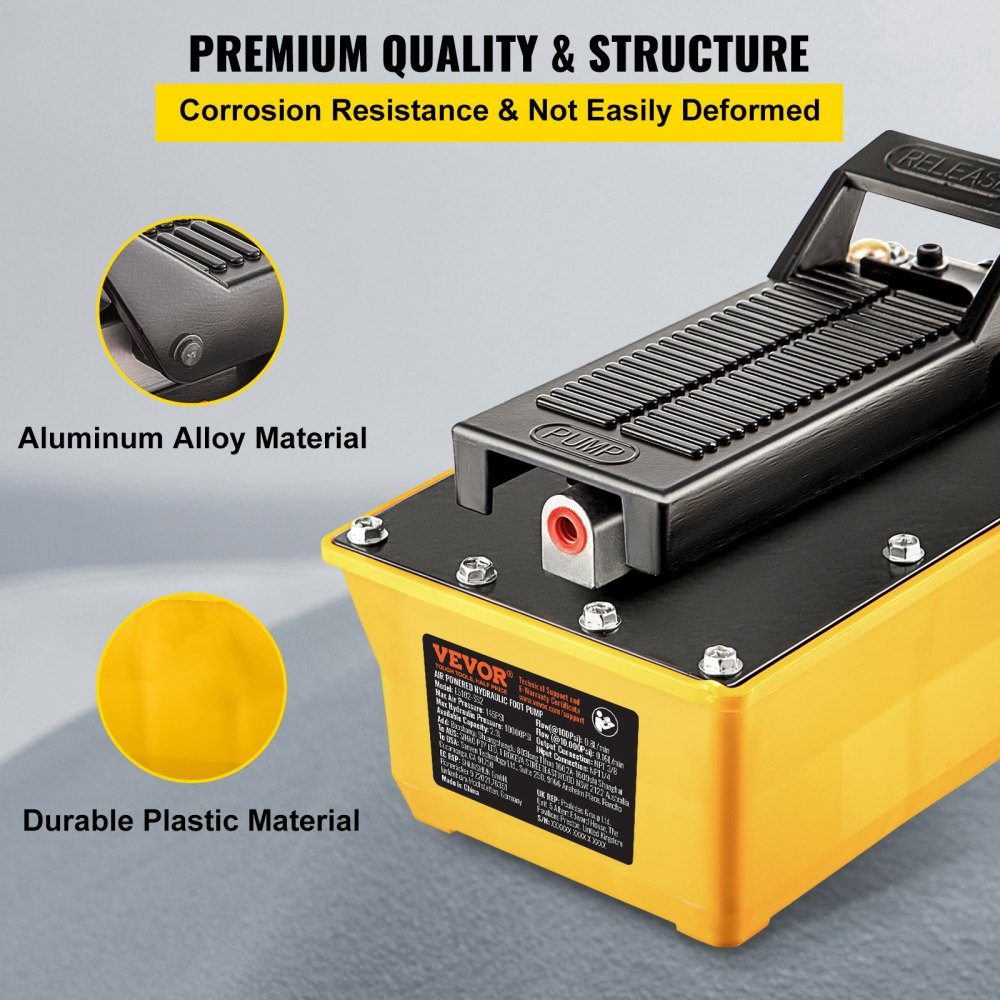 Air Hydraulic Pump, Foot Pump 10,000 PSI, 2.3L Hydraulic Pump with Hose and Spray Gun, 700kg/cm² adjustable pressure and 0.7-1 range for upgrading and moving heavy machinery
