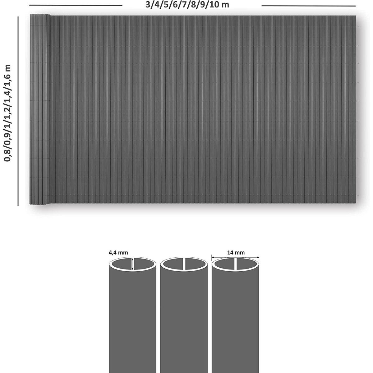 Ribelli® Sichtschutz, aus PVC, 120 x 500 cm, Anthrazit