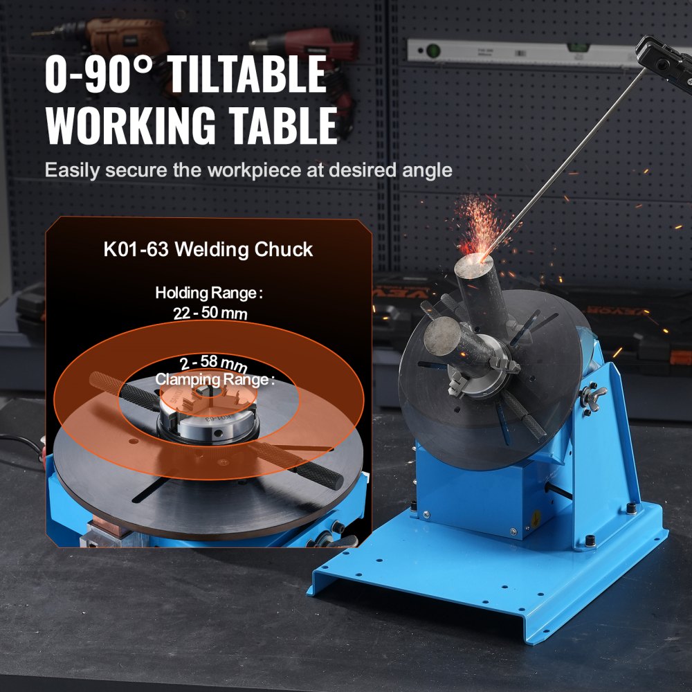 Schweißdrehtisch 20 W Schweißpositionierer 1-12 U/min Manipulator 10 kg (horizontal)/5 kg (vertikal) Drehtisch 0-90° Neigungswinkel K01-63 Dreibackenfutter zum Schneiden, Schleifen, Montieren Schweißdrehtisch 20 W Schweißpositionierer 1-12 U/min Manipulator 10 kg (horizontal)/5 kg (vertikal) Drehtisch 0-90° Neigungswinkel K01-63 Dreibackenfutter zum Schneiden, Schleifen, Montieren