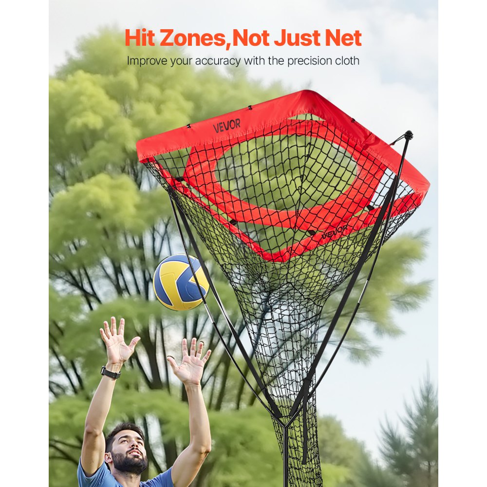 Volleyball trainer net training device, angle and height adjustable volleyball trainer, portable practice net with steel base, carrying bag, target net for hitting and smashing Volleyball trainer net training device, angle and height adjustable volleyball trainer, portable practice net with steel base, carrying bag, target net for hitting and smashing