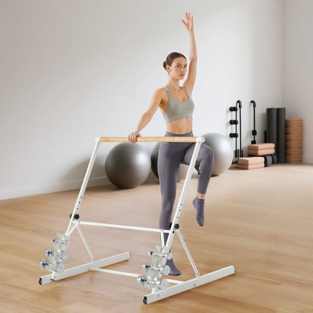 Barre de danse Ballet Bar, barre d'étirement en bois réglable en hauteur (4 niveaux / 812,8-965,2 mm) pour exercices de ballet, entraînement d'équilibre, exercices de relaxation, exercices de yoga