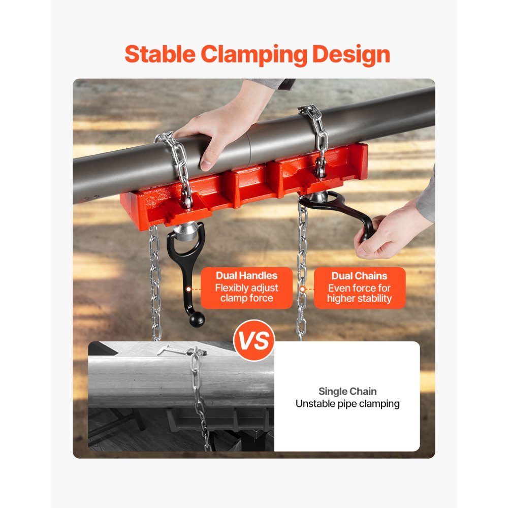 Pipe Welding Vise, 12.7-80mm Pipe Welding Clamp with Double Chains and Crank Handles, Heavy Duty Cast Iron Welding Vise for a variety of pipes