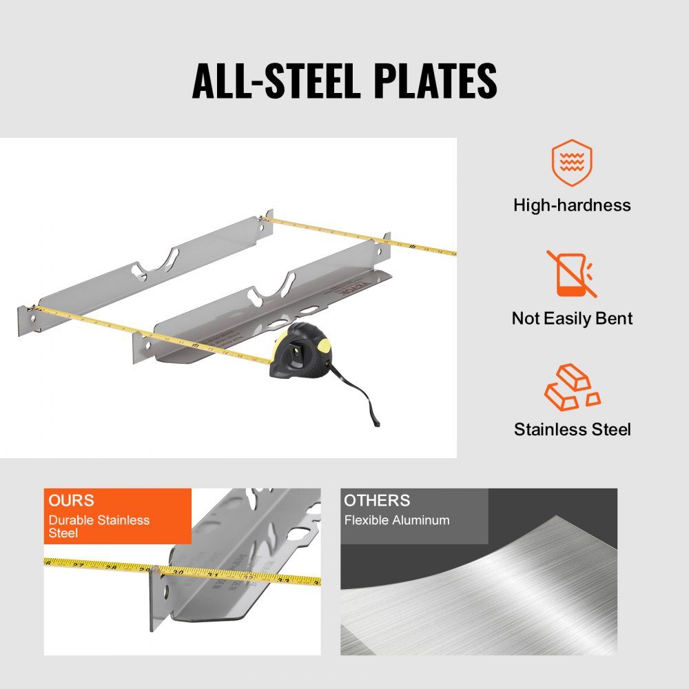 Wheel Alignment Tool, 2 Pack Wheel Alignment Track Plates, Stainless Steel Wheel Alignment Tool Plate, Accurate Track Angle Measurement, Includes 2 Tape Measures and Conversion Table