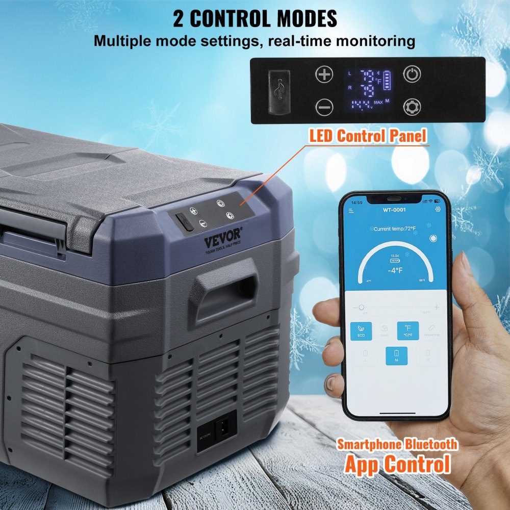 Car Refrigerator, 12V Car Fridge, Portable 25L Dual Zone Freezer, Adjustable Range from -4℉ to 68℉, 12/24V DC und 100-240V AC Compressor Cooler for Outdoor, Camping, RV