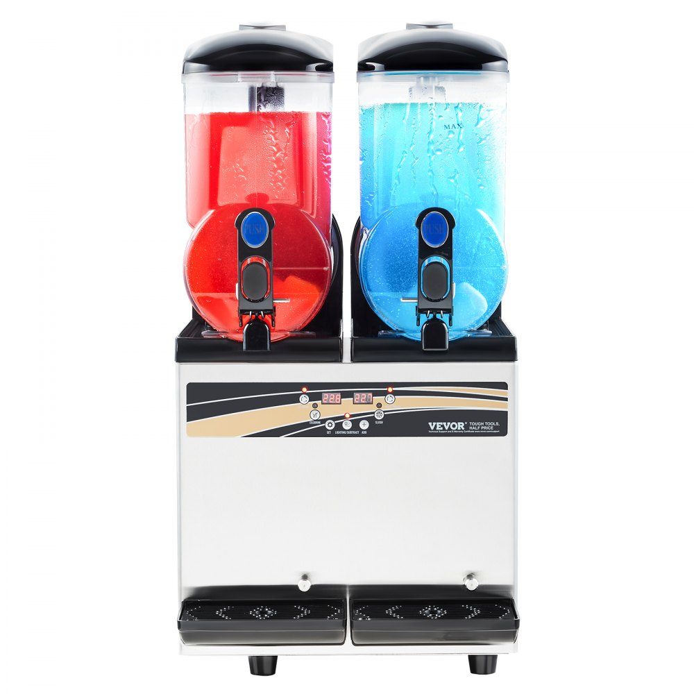 Commercial Frozen Drink Maker, 15L x 2 Slush Machine with Two Tanks, 120 Cup Stainless Steel Margarita Smoothie Machine, Slush Maker for Home Party, Restaurants, Cafes, Bars