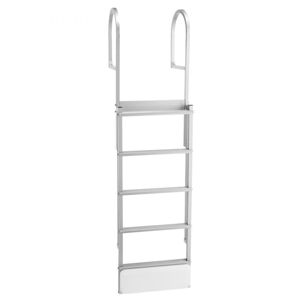 Retractable Dock Ladder, Boat Ladder with 5 Non-Slip Steps, Wide Pedals and Handrail, 500lb Entry Pool Ladder, Aluminum Alloy Telescopic Ladder for Docks, Pools, Lakes, Boats