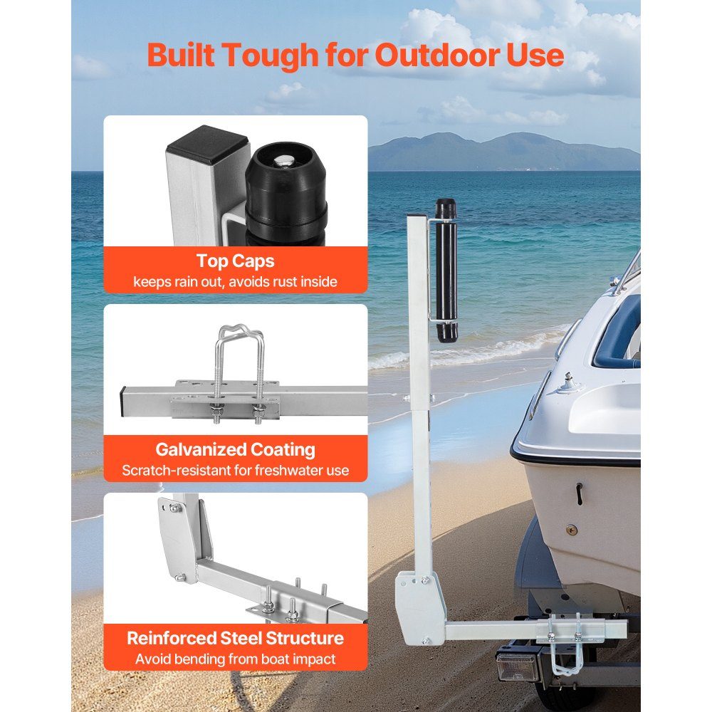 Boat trailer guide 700-1050 mm 8-stage height-adjustable, thickened heavy-duty guides with smooth-running roller guide, for larger fishing boats and runabout boats from 16 inches