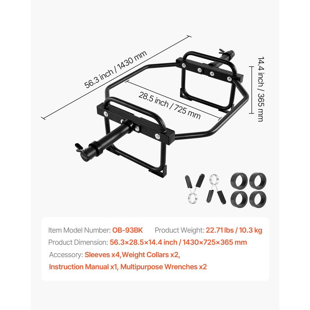 Trap Bar Barre d'haltères hexagonale 50 mm Capacité de charge de 240 kg Équipement d'haltérophilie et de musculation Gym à domicile pour squats Deadlifts Presse à épaules Noir