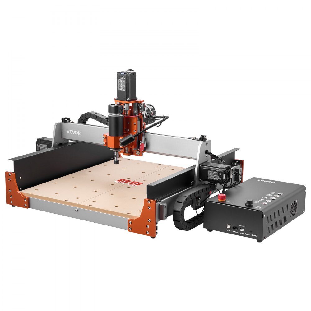 CNC-Fräsmaschine, 500-W-Spindel, 3-Achsen-Graviermaschine mit zwei Linearführungen und Kugelumlaufspindel, Arbeitsbereich von 400 x 400 x 95 mm, Trimmer für Holz und Acryl