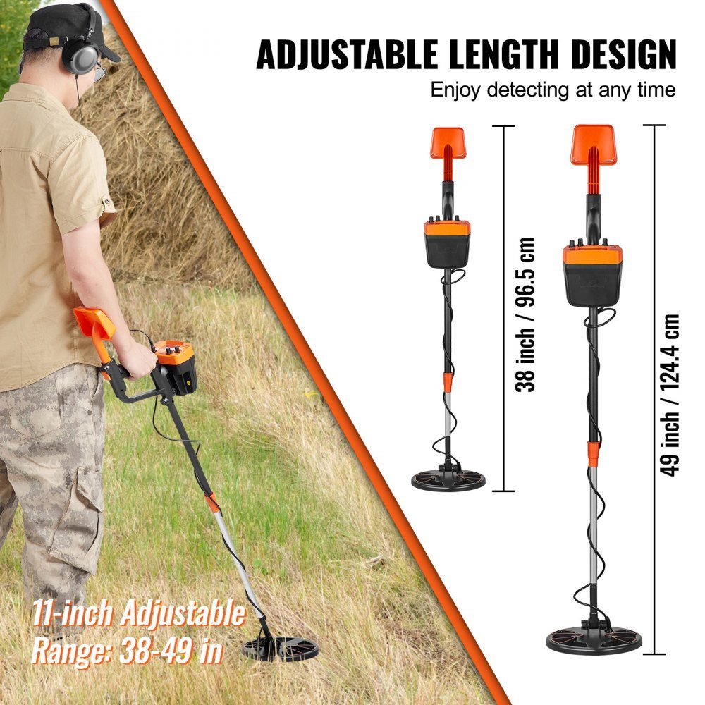 Metal Detector Set for Adults, Multifunctional Professional Detector with 2 Modes, Metal Detector, Waterproof 8" Coil for Greater Depth, with Shovel and Carry Bag