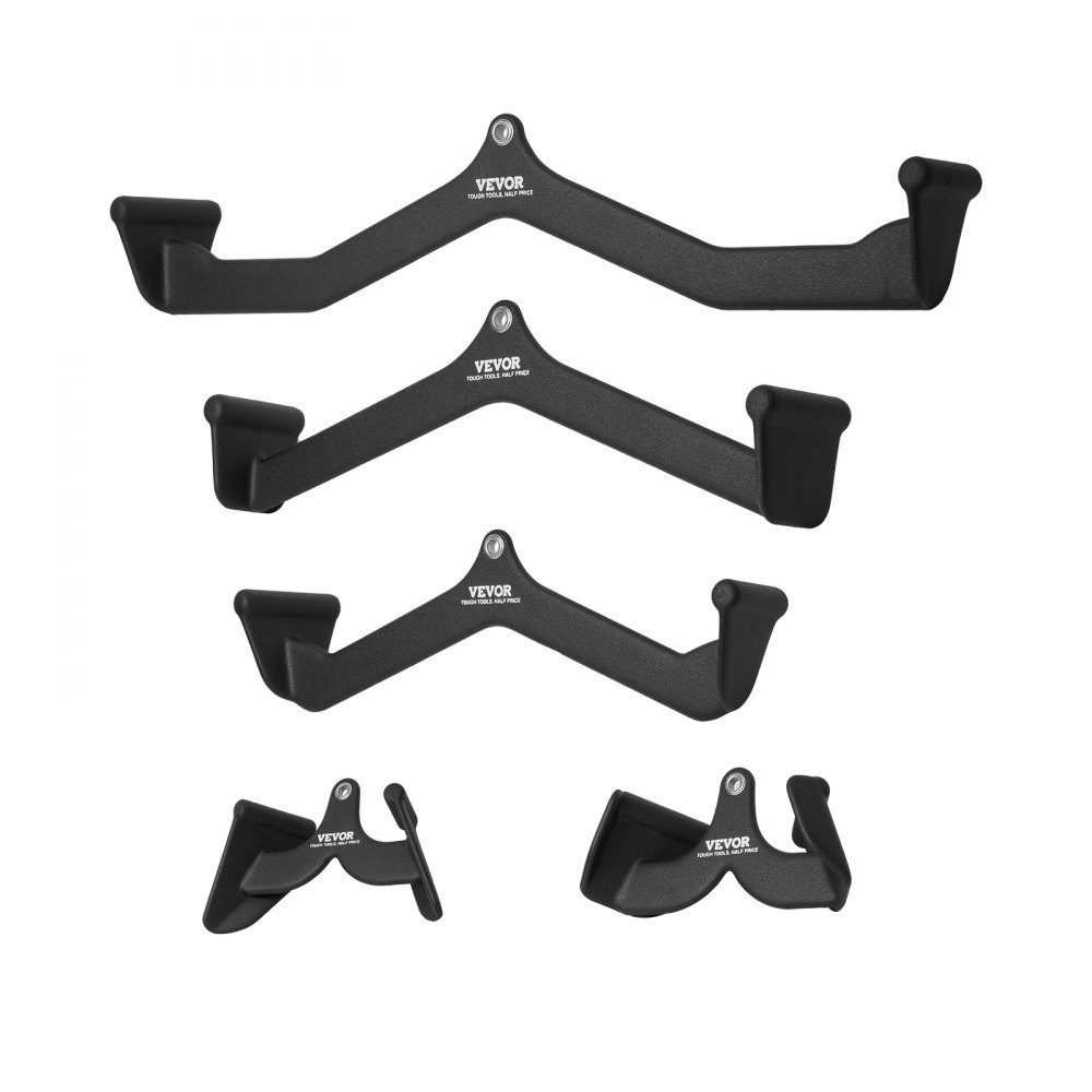 Latzug-Aufsätze, Rudergerät mit Kabelzug, T-Bar, V-Bar, 5er-Set, Trizeps-Zugstange, gummibeschichteter Griff für Rückenkrafttraining, Bizeps-Curl, Trizeps-Lat-Zugstange für Fitnessstudio