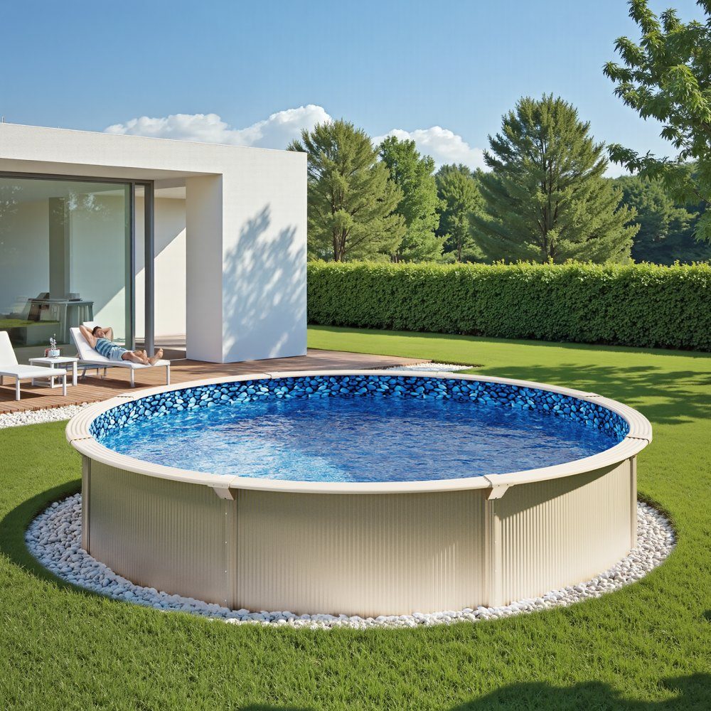 Round pool liner, φ 549 x 147 cm, inner liner, replacement liner, inner cover, swimming pool liner, overlapping vinyl liner with standard thickness, for above ground pools with 137 cm wall height