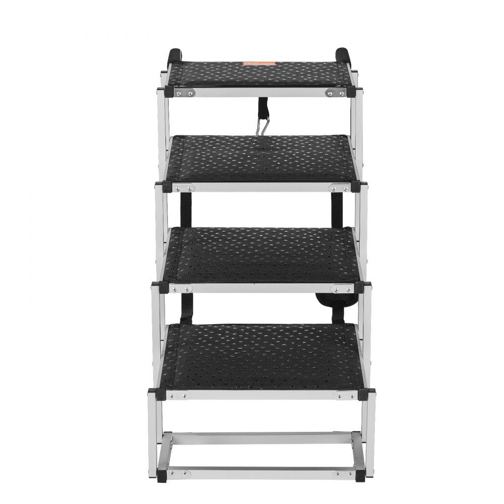 Escalier pour chien pour voiture, large escalier de voiture pour chien à 4 marches, rampe de voiture pliable pour chien avec surface antidérapante, escalier portable en aluminium léger pour voiture, SUV et camion, supporte jusqu'à 68 kg