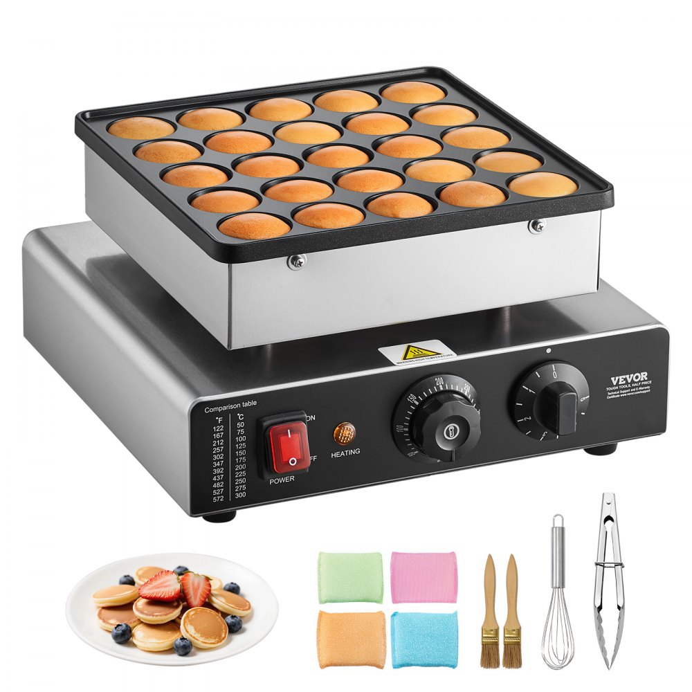 Mini Pancake Maker Dutch Muffin Waffle Iron with 43mm Diameter, Non-Stick Stainless Steel Poffertjes Grill, Electric Mini Pancake Baker for Home Kitchen Restaurant Mini Pancake Maker Dutch Muffin Waffle Iron with 43mm Diameter, Non-Stick Stainless Steel Poffertjes Grill, Electric Mini Pancake Baker for Home Kitchen Restaurant