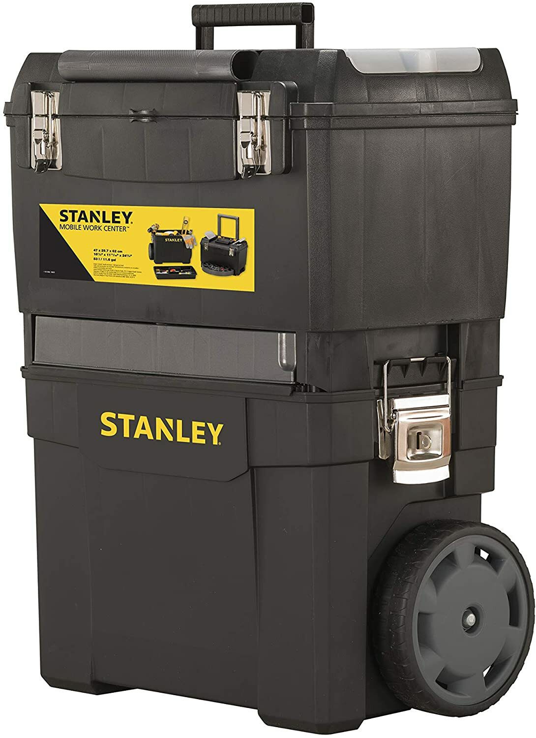Stanley Rolling Workshop, zwei separate Werkzeugkästen, robuster Kunststoff, zwei Einheiten, Metallverschlüsse, Organizer)