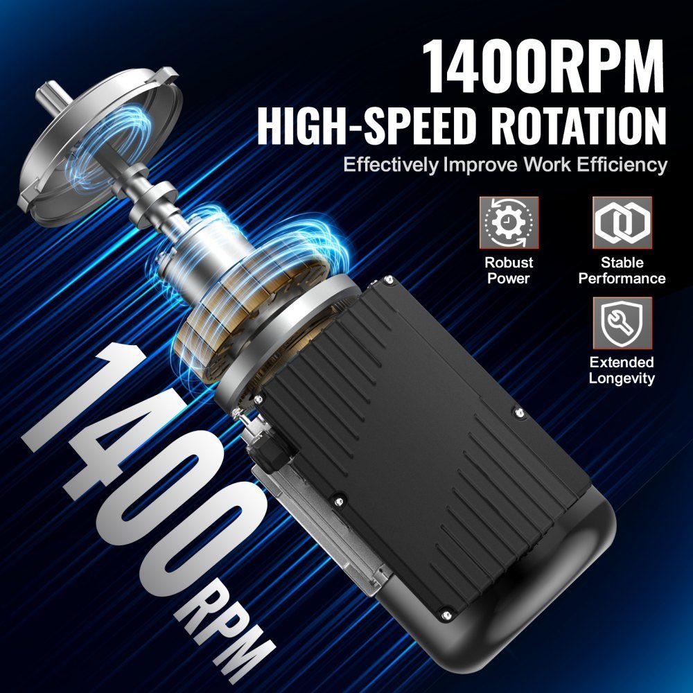 0,75 kW Elektromotor 1400 U/min AC 220 ~ 240 V 5,45 A 80 B3 Rahmen Luftkompressormotor einphasig 19 mm Keilwelle Rechts-/Linksdrehung für landwirtschaftliche Maschinen und allgemeine Geräte