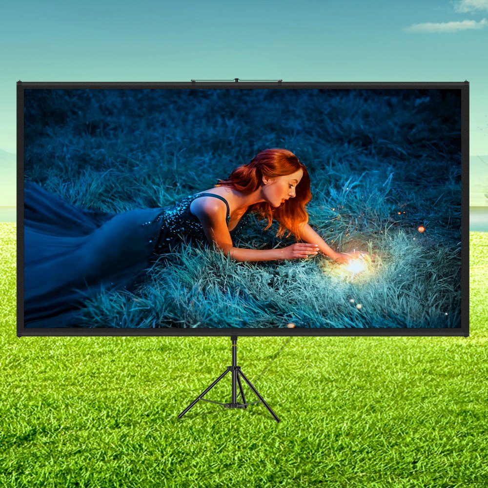 16:9 Projector Screen Tripod 4K HD Roll Screen 160 Degree Viewing Angle Projection Screen 94" x 54" Presentation Wall 110" Diagonal Tripod Screen for Home Theater Meeting Room Weddings