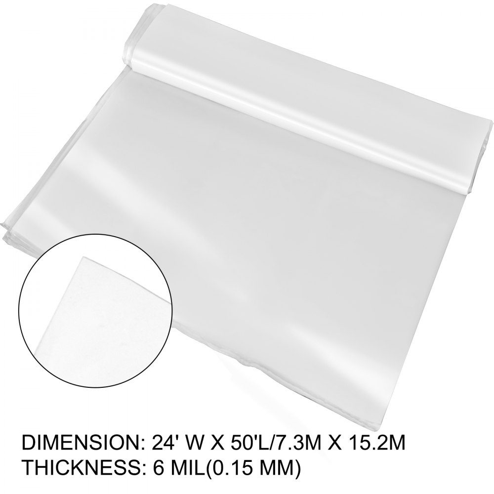PE greenhouse film 7.3 m long x 15.2 m wide transparent greenhouse films, 0.15 mm thick film tunnel, tear-resistant garden films made of polyethylene as plastic films for outdoor covers