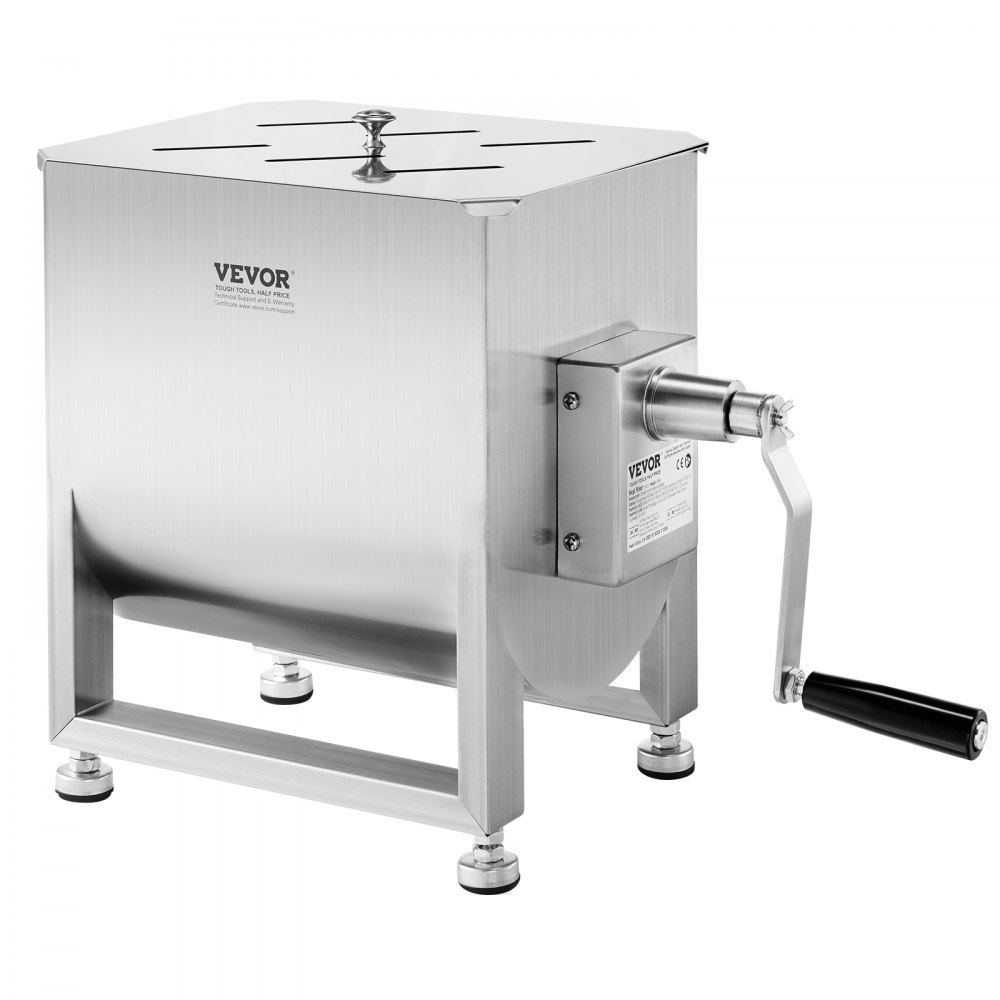 Handmatige vleesmixer, vleesverwerkingsapparatuur (maximaal mengen 13,61 kg vlees), roestvrijstalen vleesmixer, worstmixer met reductietandwiel, handmixer voor gehakt Handmatige vleesmixer, vleesverwerkingsapparatuur (maximaal mengen 13,61 kg vlees), roestvrijstalen vleesmixer, worstmixer met reductietandwiel, handmixer voor gehakt