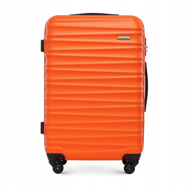 Großer Premium-Koffer Reisekoffer ABS-Kunststoff 96l mit orangefarbenen Rippen