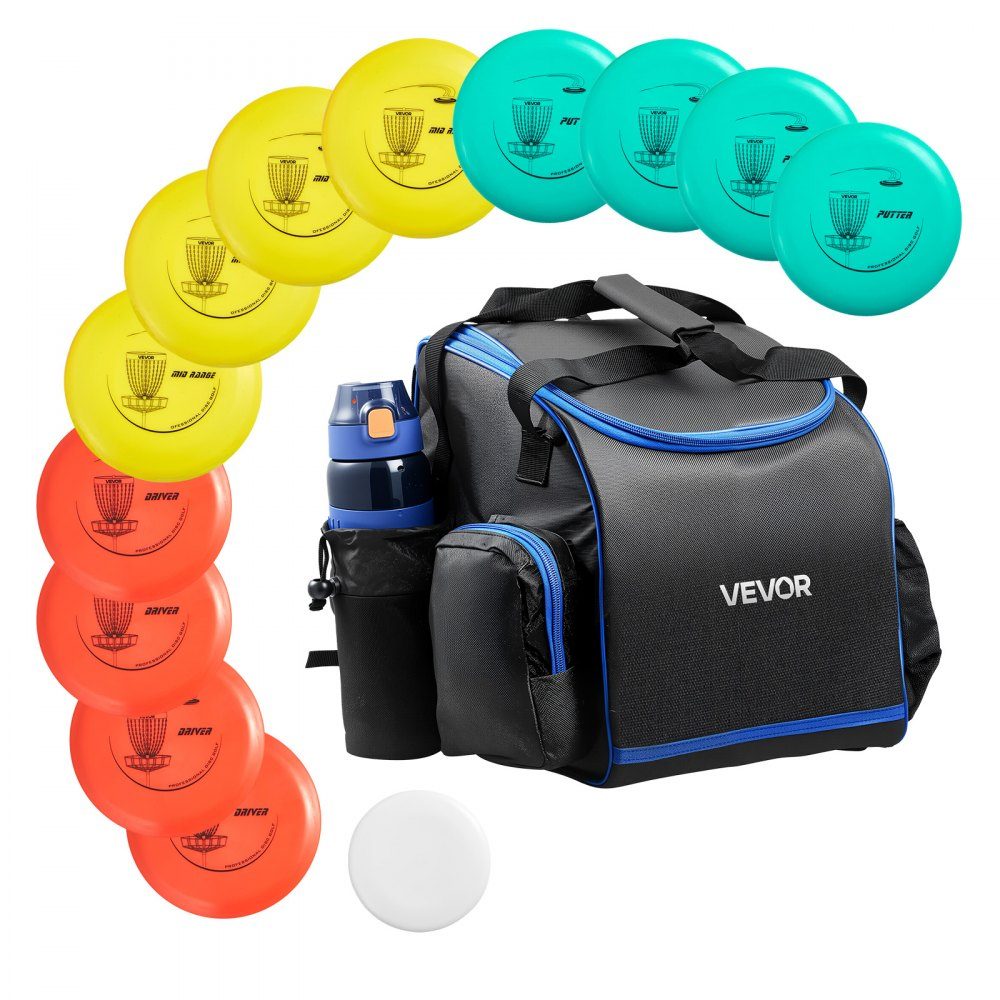 Disgolf Set Disc Golf Discs (12+1) for Beginners, Starter Set, with Putter, Middle Class, Driver, Includes Mini Marker, Portable Backpack, for Garden, Lawn, Beach and Outdoor Park