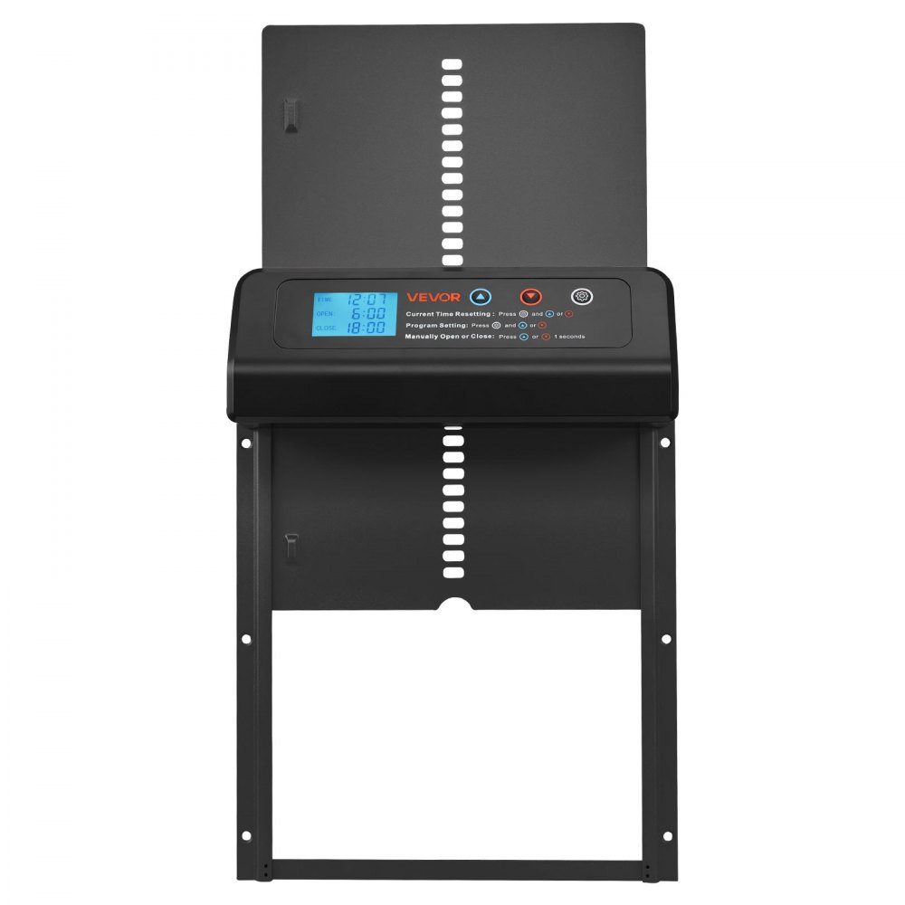 Automatische Hühnerklappe, Hühnerstalltür mit Timer, manuelle Einstellung und Einklemmschutz, elektrischer Hühnerstall-Toröffner mit wasserdichter Dichtung, Schwarz, 350 x 250 x 73 mm