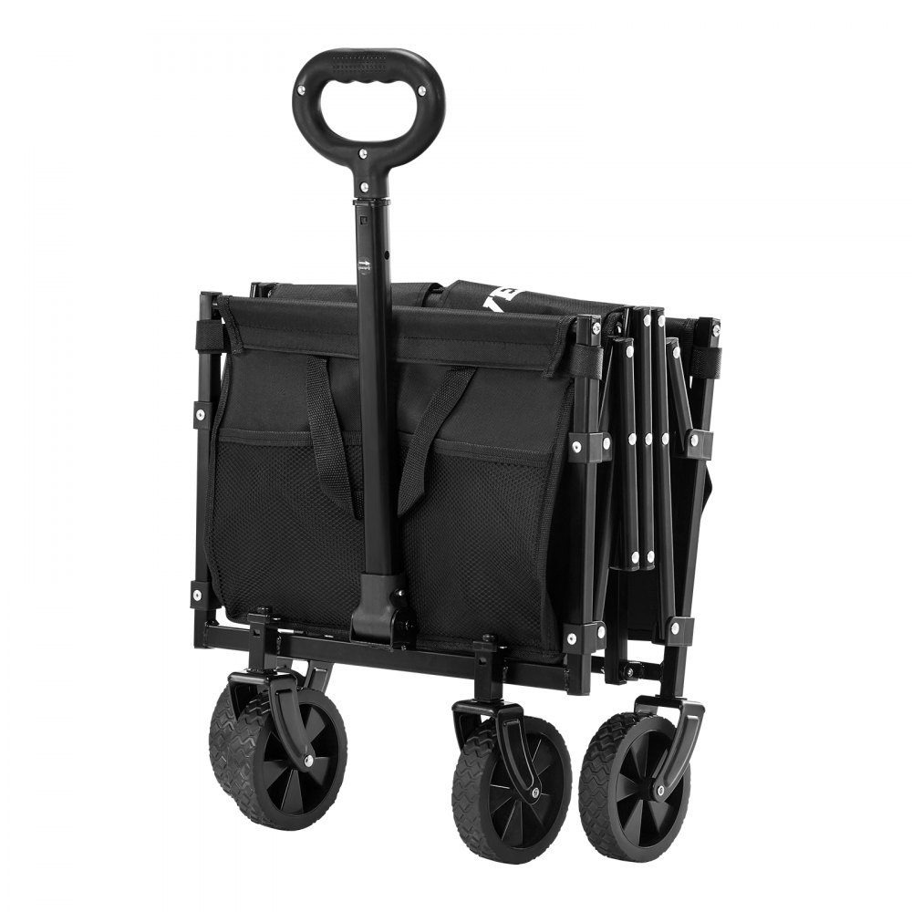 Chariot à bras 66 x 45 x 46 cm, 102 kg, chariot pliable avec roues tout-terrain, chariot utilitaire d'extérieur avec poignée réglable, chariot de camping pour plage, épicerie, jardin, noir