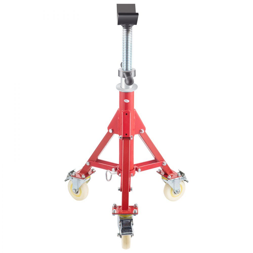 Pipe stand 400 kg load capacity, pipe support with 2 ball transfer V-head, pipe stand height adjustable 20-37 inch height, folding pipe stand for thread cutting machines rolling grooves