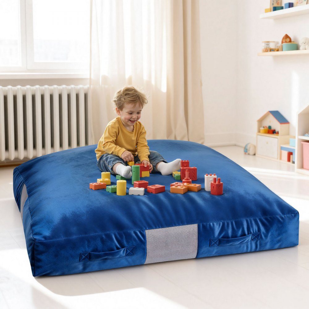 Crashpad 150 x 150 cm, Kindermatte mit Schaumstoffblöcken und waschbarem Bezug, Weichschaum-Landezone, Fallschutzmatte, Ausstattung für Sinnesräume zum Springen, Entspannen, Spielen