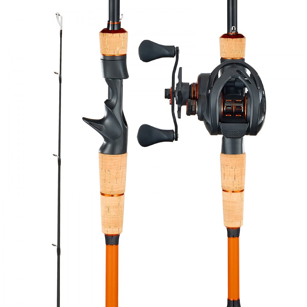 Fishing Rod and Reel Set (Baitcasting), 7ft Carbon Fiber Rod (IM7), Bass Fishing Rod Set with 7+1 Bearings & 7.0:1 Gear Ratio & Cork Handle, Left Handed Fishing Set