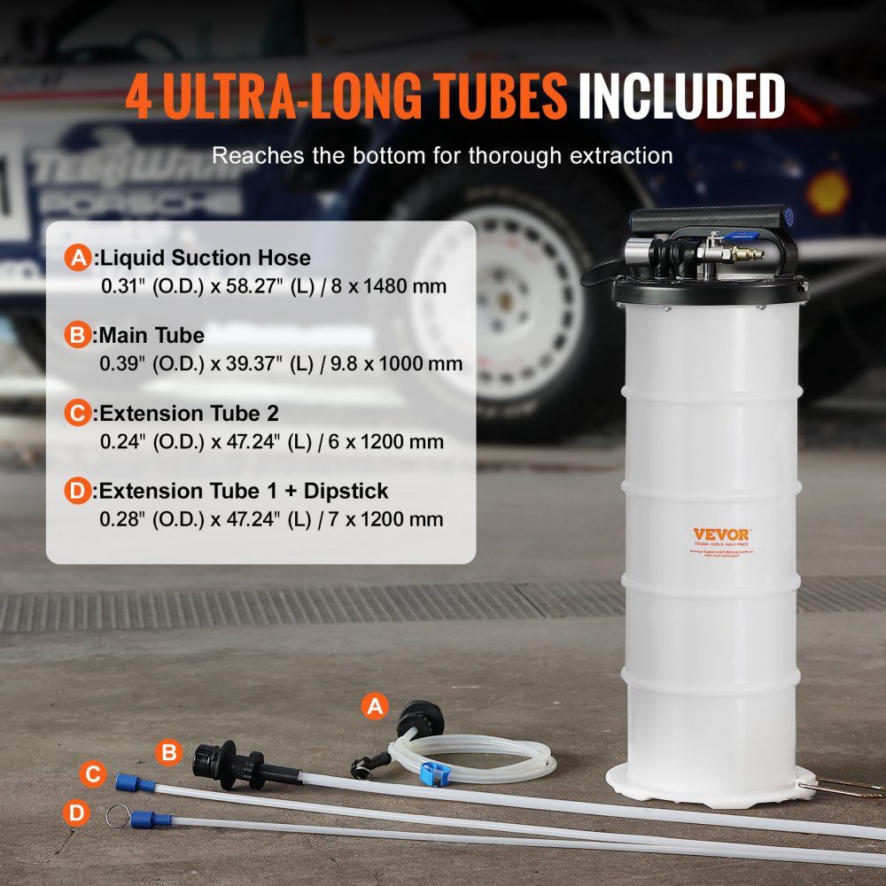 Oliezuigpomp 6,5L handmatig pneumatisch oliezuigapparaat 0,4-0,8 MPa olieverversingspomp autozuigpomp handpomp vloeistofzuigpomp geschikt voor het aanzuigen van motorolie, versnellingsbakolie, remvloeistof