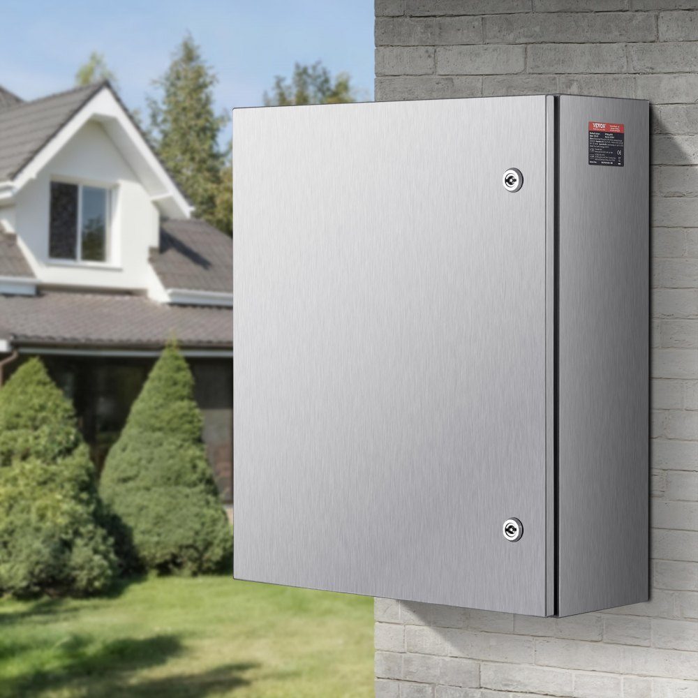 Schaltschrank-Elektroverteilerkasten, 600 x 500 x 200 mm, Edelstahl 304, Wandmontage, für elektrische und elektronische Außengeräte, Montageplatte, Scharniere, Schloss, Schutzart IP66