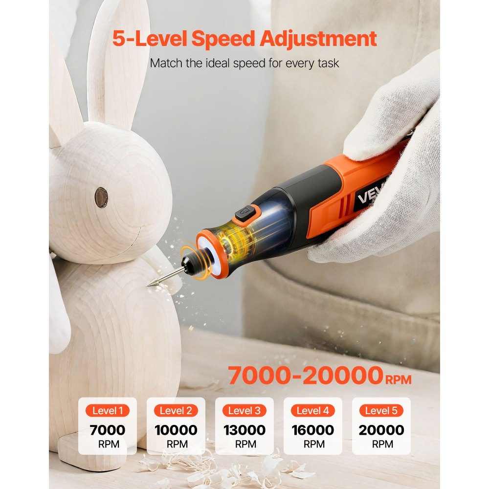 73-teiliges kabelloses Multifunktionswerkzeug-Set, tragbares DC4V-Mini-Rotationswerkzeug mit 5 Geschwindigkeiten, 7000-20000 U/min, zum Gravieren, Schleifen, Polieren, Schnitzen, Schneiden, Heimwerken
