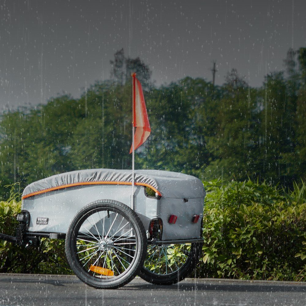 Remorque à vélo 45 kg, remorque cargo 1350 x 630 x 525 mm, remorque de transport, remorque cargo pliable pour vélo, espace de rangement compact avec attelage universel, pour faire du shopping, camper et pique-niquer