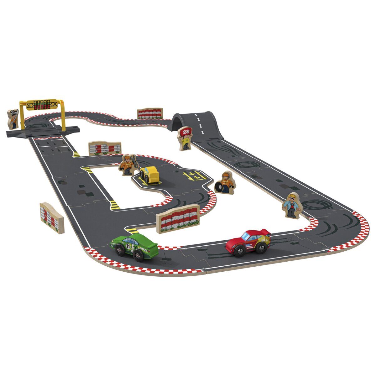 Coffret de route PLAYTIVE®, en bois véritable, piste de course