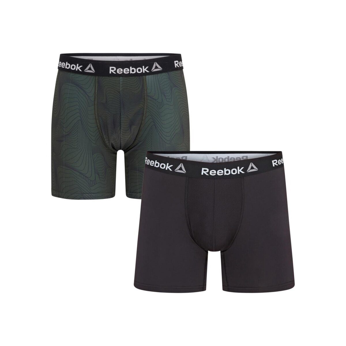 REEBOK Men's Boxer Shorts 2 Pack (Black/Khaki, S (44/46))