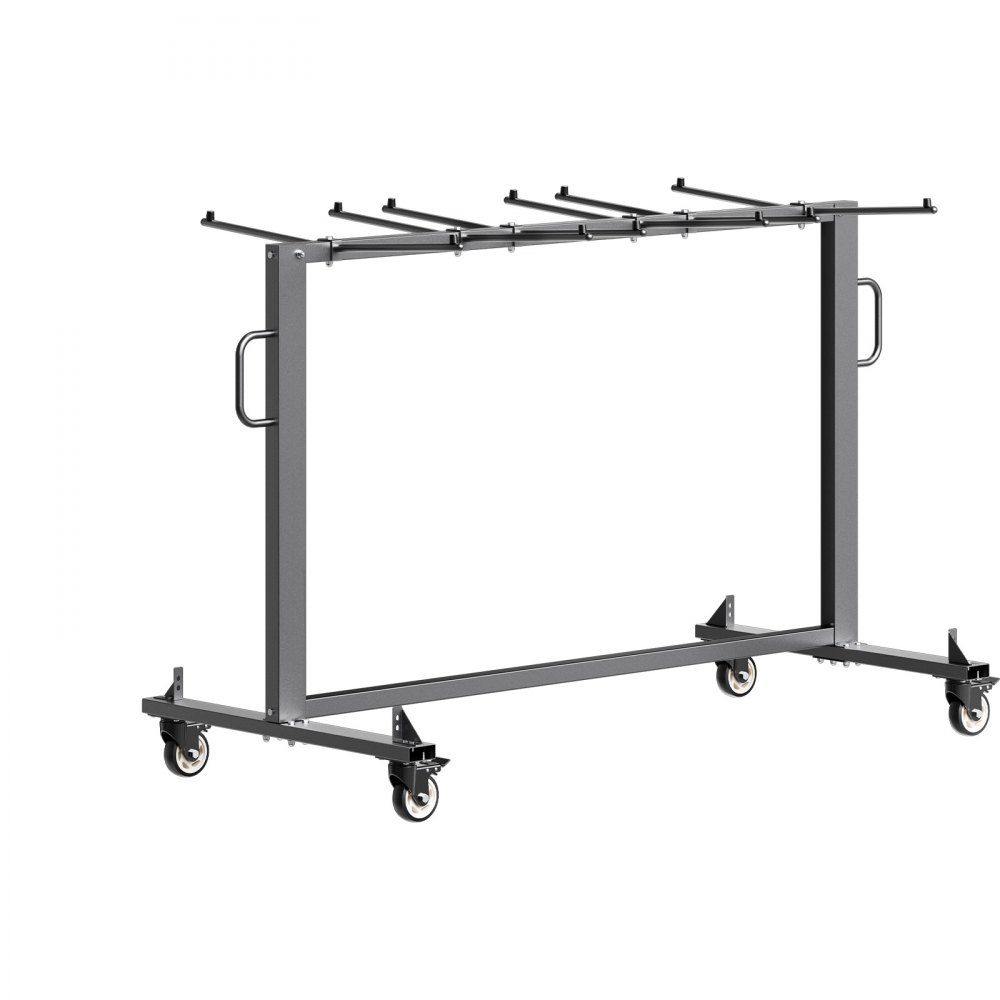 Klappstuhlständer, 181 kg Tragkraft, Klappstuhlwagen für 42 Stühle oder 12 Tische, Multifunktions-Stuhlwagen mit Gummirädern und Halterungen, großer Stuhlhalter, mattschwarz