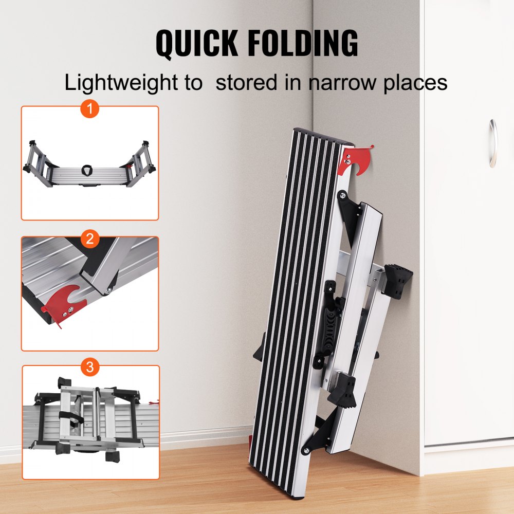 Aluminium-Arbeitsplattform, klappbare Werkbank, 100 x 30 x 48,7 cm, Arbeitsplattform, 200 kg Tragkraft, Stufenbank mit Sicherheitsschlössern, Trittleiter für Heimbüro, Werkstatt und Garage, Silber Aluminium-Arbeitsplattform, klappbare Werkbank, 100 x 30 x 48,7 cm, Arbeitsplattform, 200 kg Tragkraft, Stufenbank mit Sicherheitsschlössern, Trittleiter für Heimbüro, Werkstatt und Garage, Silber