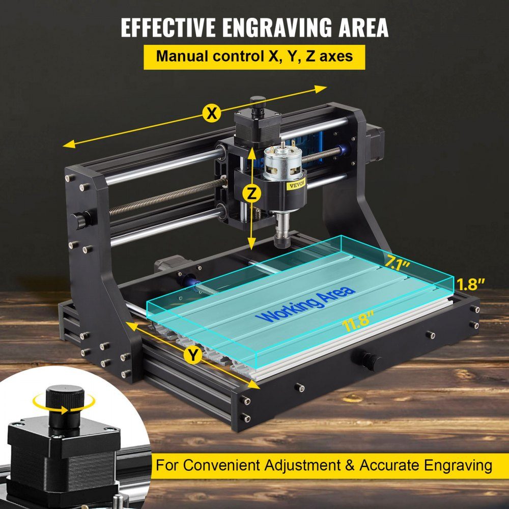 CNC 3018 DIY Engraving Machine Pro 300x180x45mm Engraving Machine 3-Axis Mini Engraver with GRBL Control Board and Offline Controller