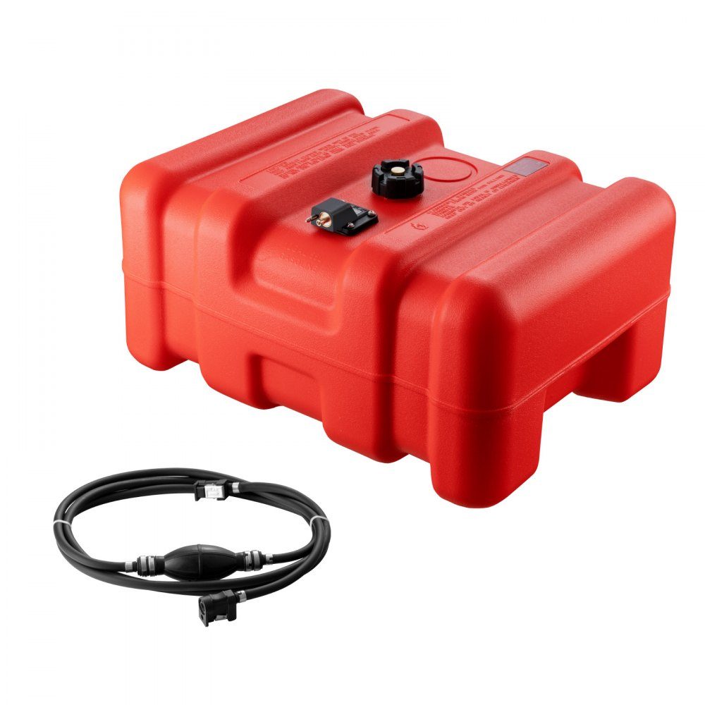 Marine Fuel Tank 55L Portable Outboard Engine Boat Tank Plastic Outboard Marine Boat Fuel Tank with Hose Easy to Carry for Yacht Fishing Boat Deck Boat Red