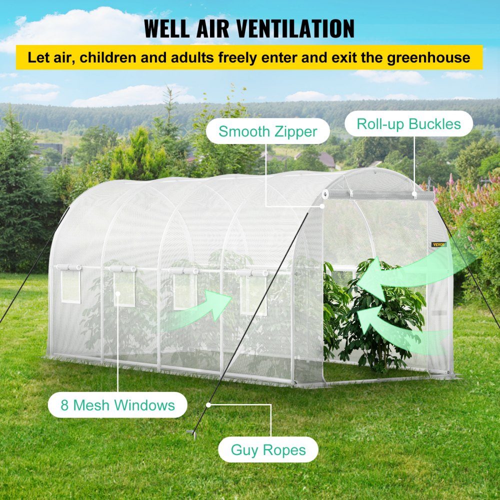 Greenhouse 4.6 x 2.1 x 2.1 m Cold Frame Film Greenhouse Galvanized Steel Frame and PE Cover Greenhouse Waterproof and UV Resistant Tomato Greenhouse Ideal for Growing Vegetables and Flowers