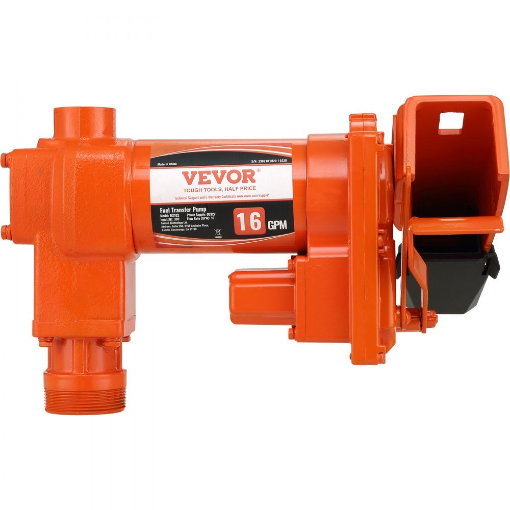 Brandstofopvoerpomp, 12 V DC, 60,5 l/min, 1/4 pk, benzinezuigpomp met mondstuk, uitlaatslang en zuigleiding voor benzine, diesel, kerosine, ethanol en methanolmengsels en biodiesel