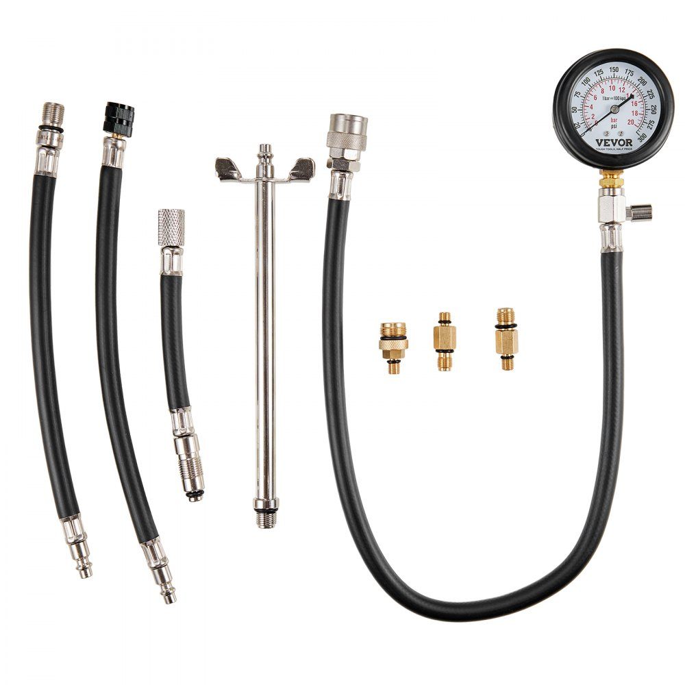 Kompressionsmessgerät Kompressionstester Kompressionstester Prüfgerät Kompressionsmessgerät mit Manometer Benzinmotor 0-300 PSI und 0-2000 kPa Kompressionsmessgerät inkl. 3x Adapter