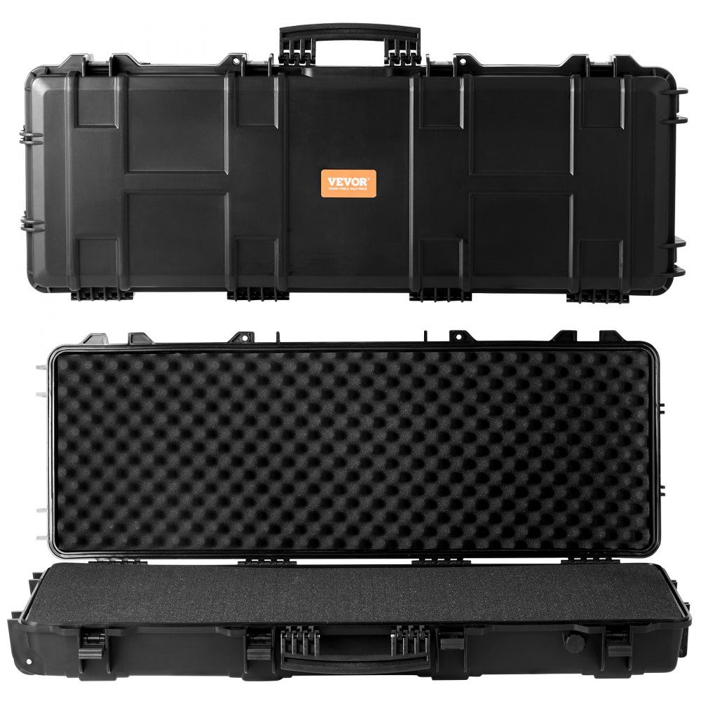 Rifle hard case with 3 layers of fully protective foam, lockable hard gun case, waterproof & rollable long gun case, for 109 cm rifles or shotguns