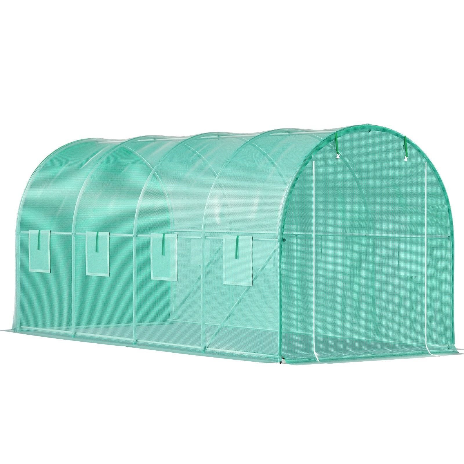 Greenhouse greenhouse 4.6 x 2.1 x 2.1 m with galvanized steel frame zip door and 6 roll-up windows in starter set