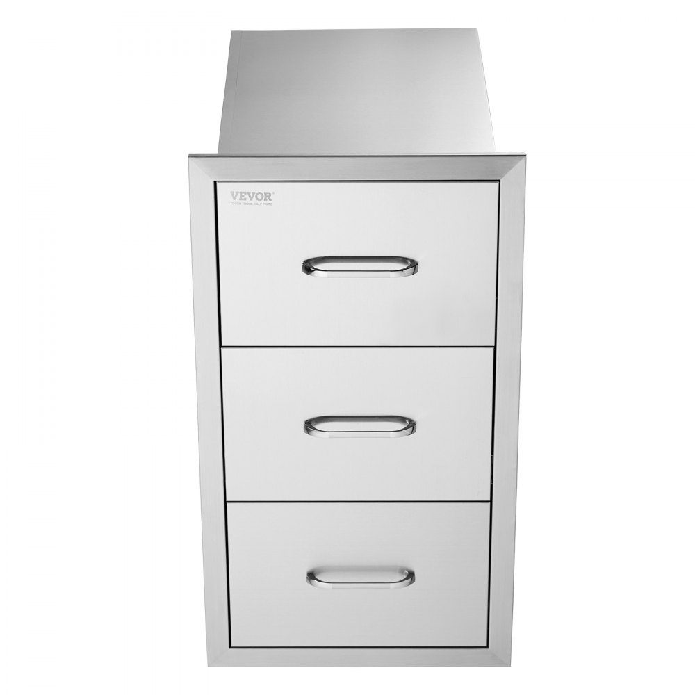 Buitenkeukenladen 16"B x 28,5"H x 20,5"D, roestvrijstalen verzonken grillladen met drievoudige toegang en handgreep, grilleilandladen voor buitenkeukens of terrasgrillstations