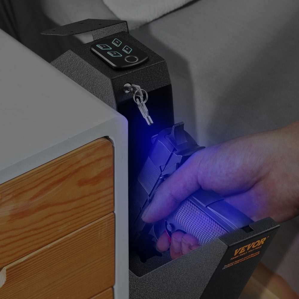 Gun Safe, Wall Mounted Gun Safe, 1 Gun, Gun Safe for Fingerprint, Key or Password, Cold Rolled Steel Gun Safe, 370 x 190 x 86mm, Gun Cabinet Wall Safe