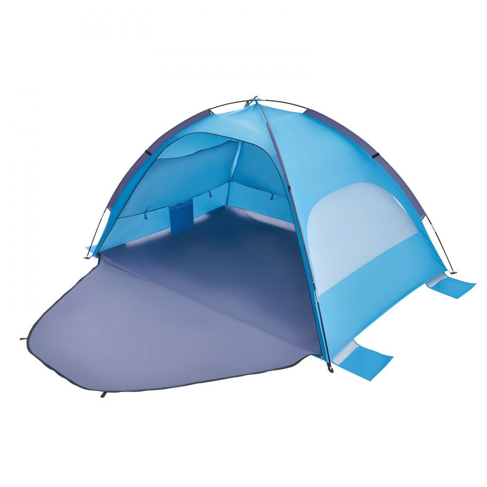 Strandtent Zonnescherm voor 3 personen, UPF 50+ bescherming, draagbare strandtent met draagtas en grondankers, lichtgewicht strandparaplu voor kamperen, vissen, picknicken, zonnetent