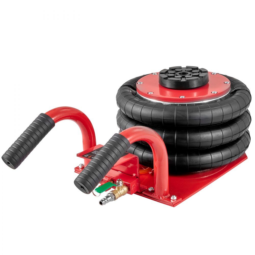 Pneumatische autokrik Triple Bag Air Jack 3T, Triple Bag Air Jack 140-450 mm hefhoogte Airbag Air Jack, 5 minuten slag korte handgreep Air Jack, autokrik rood arbeidsbesparend