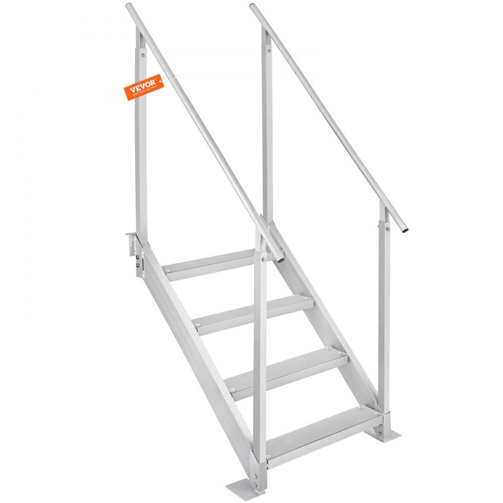4-stufige Badeleiter mit zwei Handläufen, Bootsleiter, 800 x 1850 x 1750 mm, Poolleiter aus Aluminiumlegierung, Treppenleiter, 250 kg Tragkraft, 55 x 10 cm Pedale, ideal für Häfen, Bootsschwimmbäder